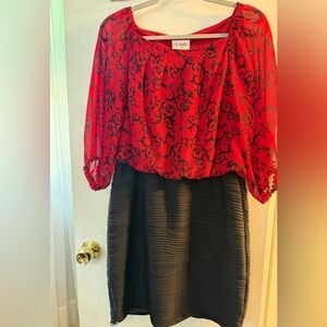 Red and Black Patterned Dress sz 12